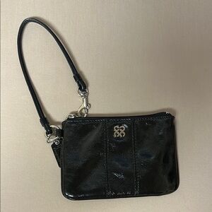 Coach Black Wristlet Clutch with Silver Hardware